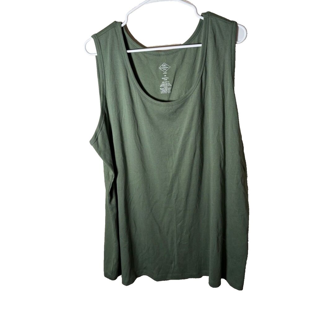 St John's Bay Tank Top Women's 3X Green Cotton Essential Sleeveless Basic